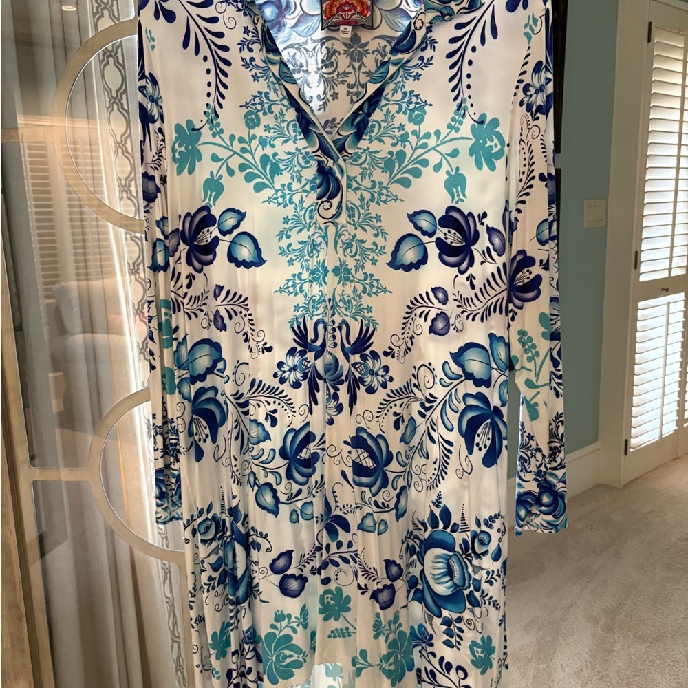 Soft Surroundings Blue Floral Maxi Dress